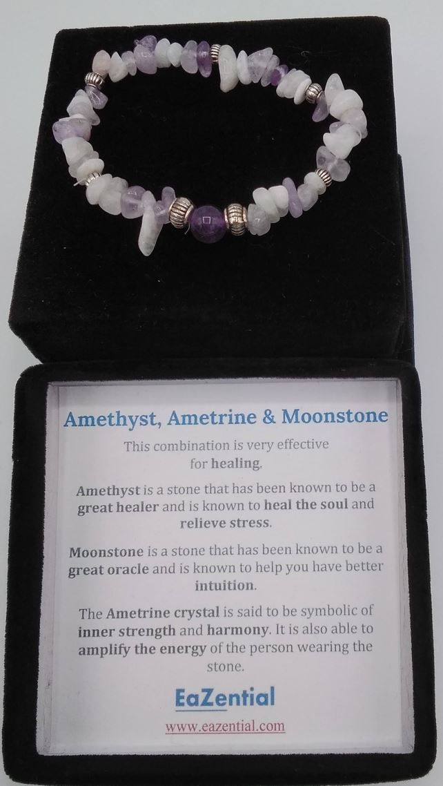 Experience the Harmony Bracelet: Amethyst, Ametrine & Moonstone Fusion
