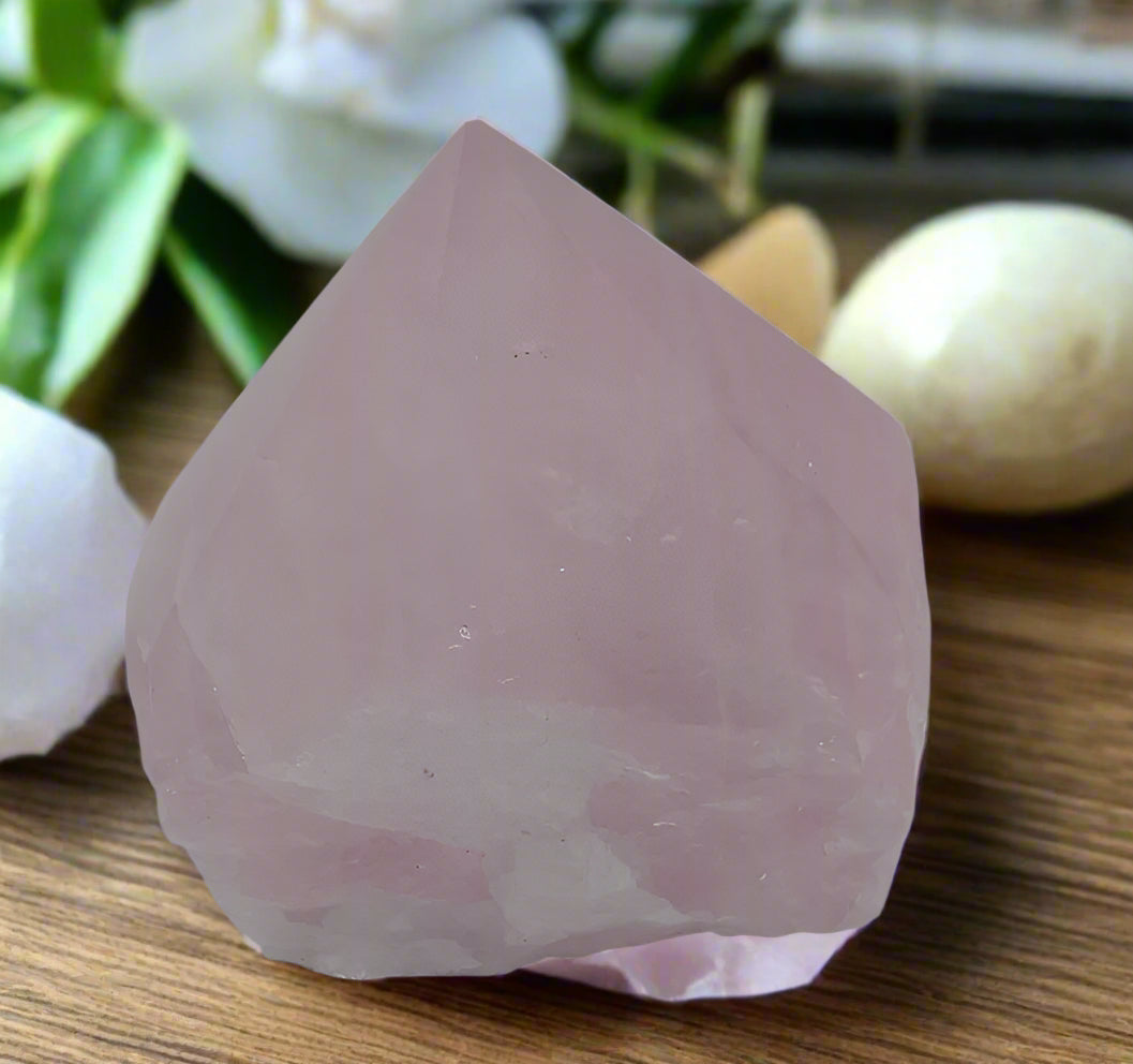Rose Quartz Cut Base Point (74mm)
