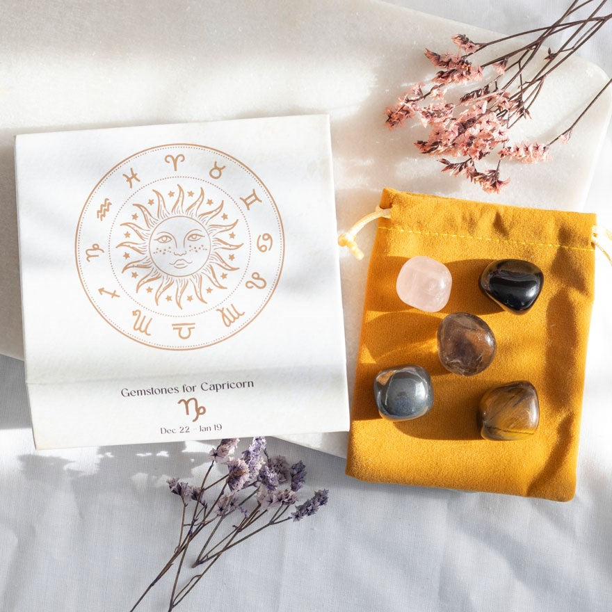 Capricorn Crystal Tumble stone Set – Unlock Your Inner Strength