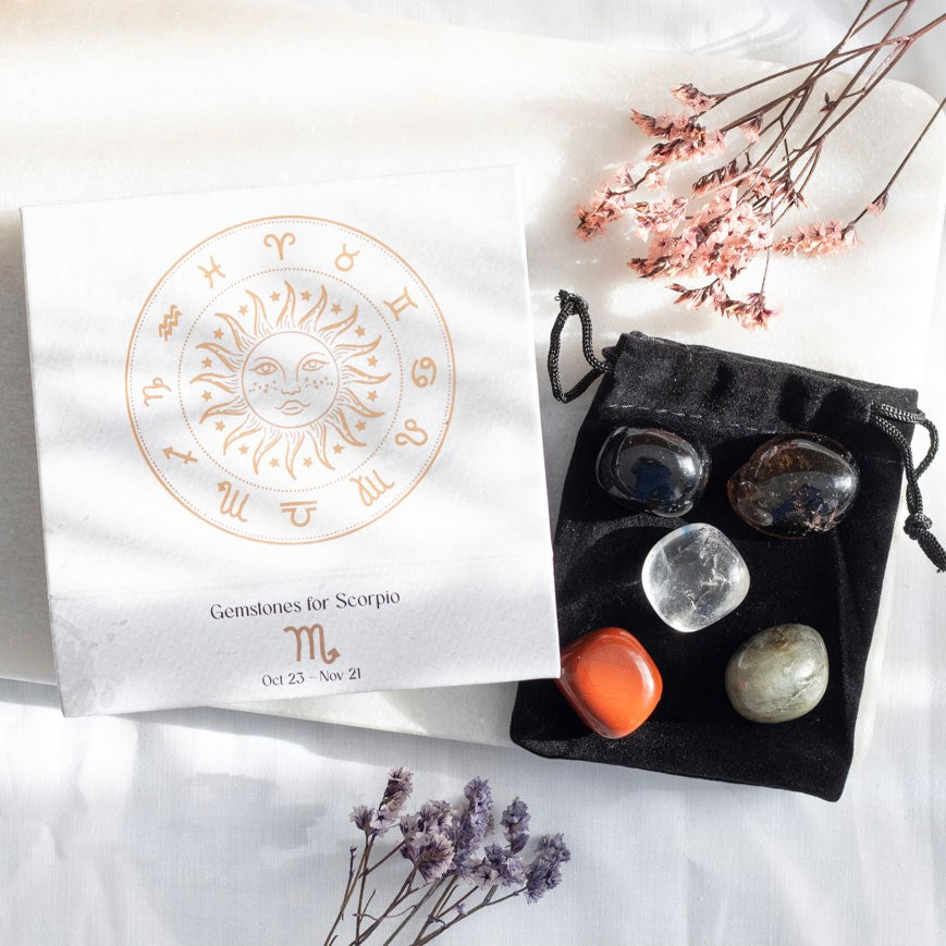 Scorpio - Unlock Your Inner Power with the Scorpio Crystal Tumble stone Set!