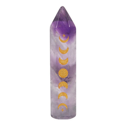 Amethyst Crystal Point with Moon Phase Engraving - 5cm