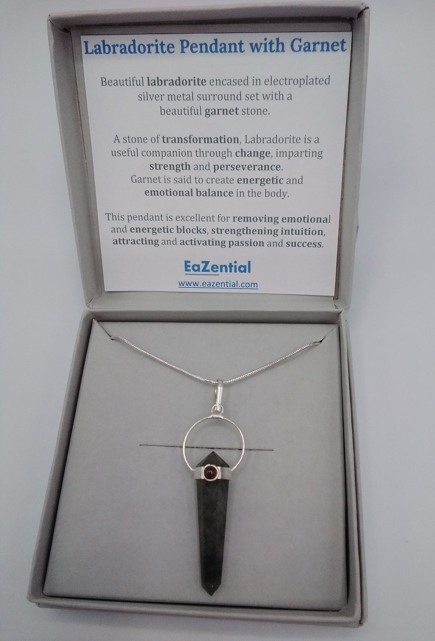 Labradorite Crystal Pendant with Garnet