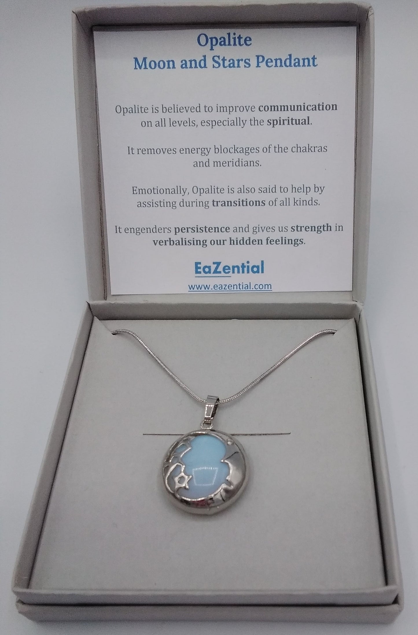 Opalite Crystal Moon and Starts Pendant