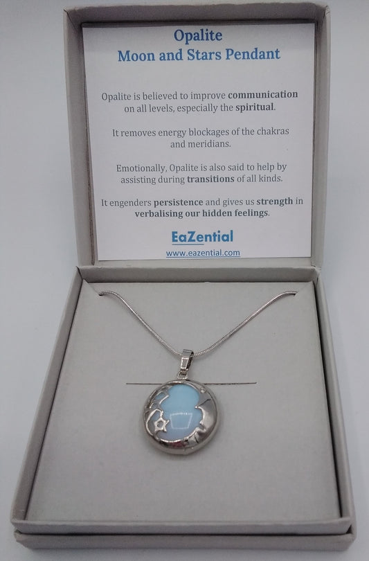 Opalite Crystal Moon and Starts Pendant